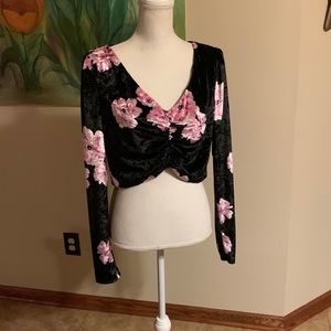 🎉Host Pick🎉 WAYF Ruched Long Sleeve Velvet Crop Top